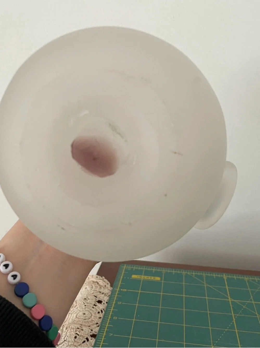 Frosted White Glass Vase with Swirl Accent